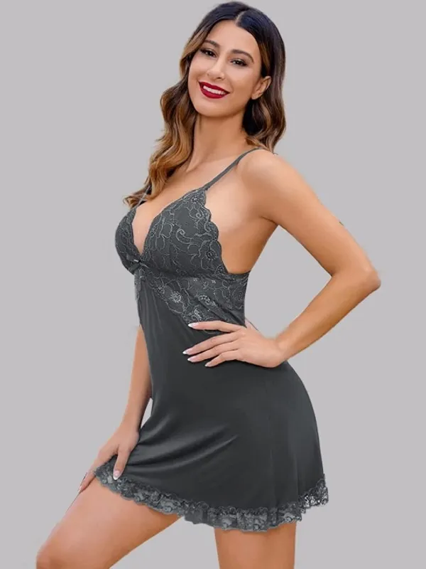 Grey_Stylish_Nylon_Baby_Dolls_For_Women