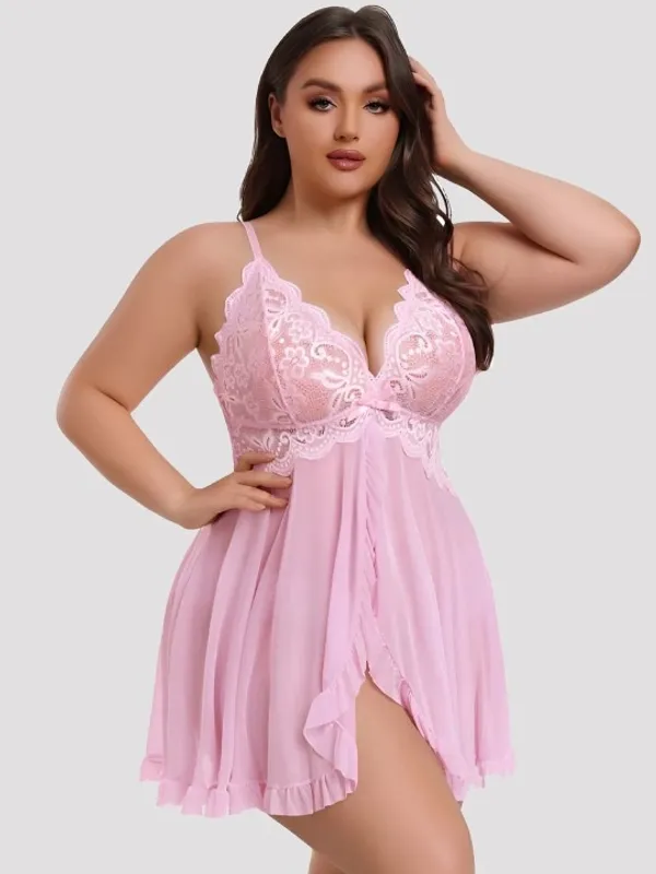 Pink_Stylish_Net_Baby_Dolls_For_Women