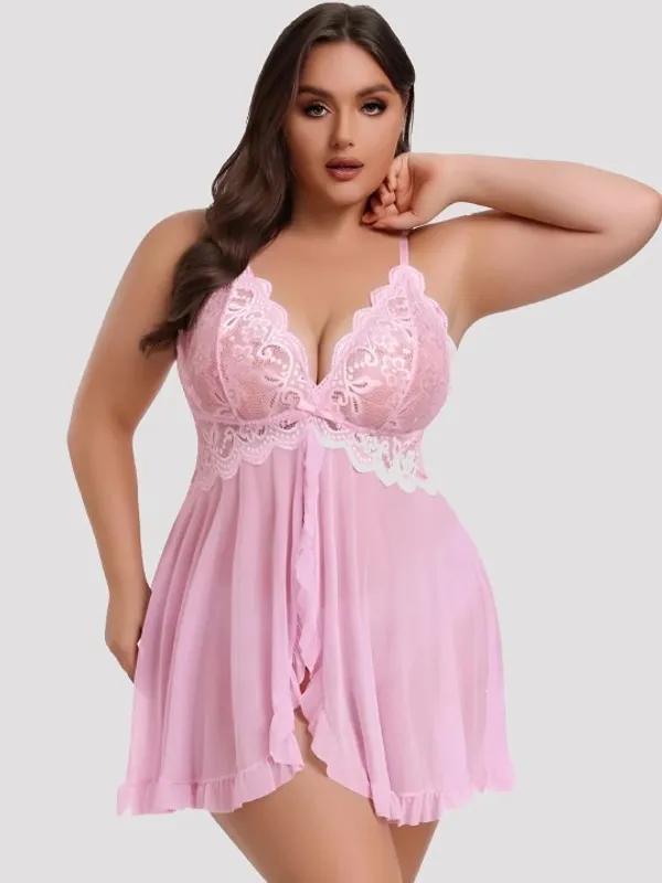 Pink_Stylish_Net_Baby_Dolls_For_Women