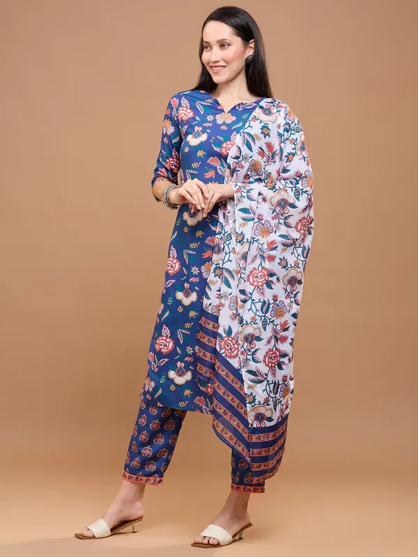 Navy_Blue_Cotton_Floral_Printed_Straight_Kurta_Set_With_Dupatta_For_Women