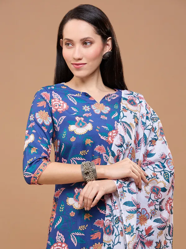 Navy_Blue_Cotton_Floral_Printed_Straight_Kurta_Set_With_Dupatta_For_Women