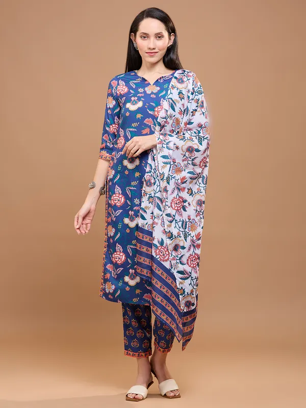 Navy_Blue_Cotton_Floral_Printed_Straight_Kurta_Set_With_Dupatta_For_Women