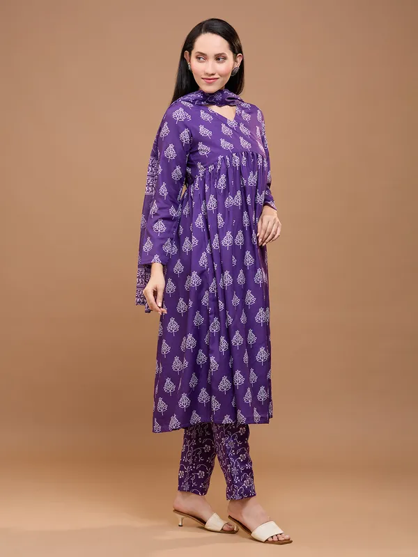 Purple_Cotton_Ethnic_Printed_Anarkali_Kurta_With_Trousers_&_Dupatta_For_Women