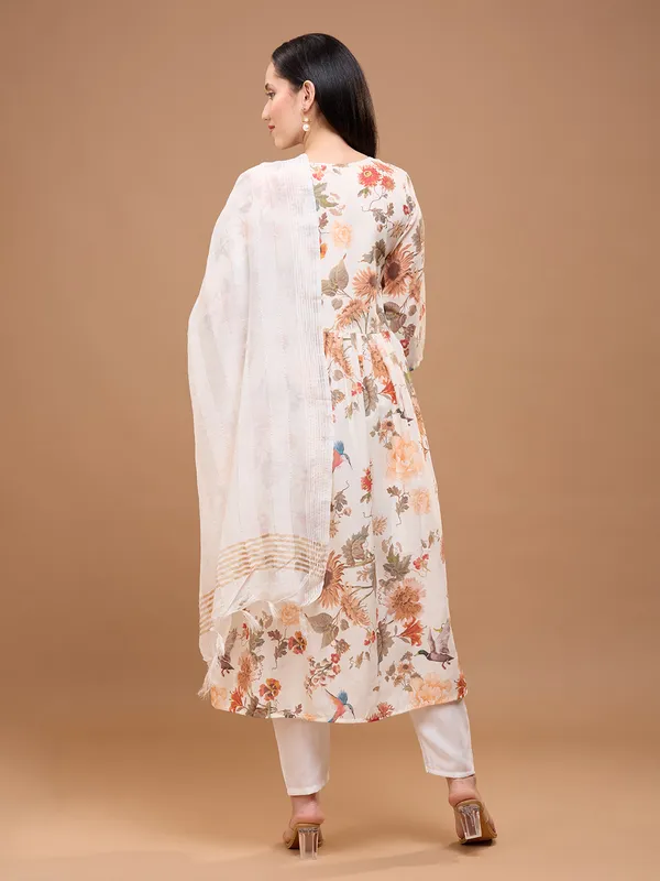 Off-White_Cotton_Floral_Printed_Anarkali_Kurta_With_Solid_Trousers_&_Dupatta_For_Women