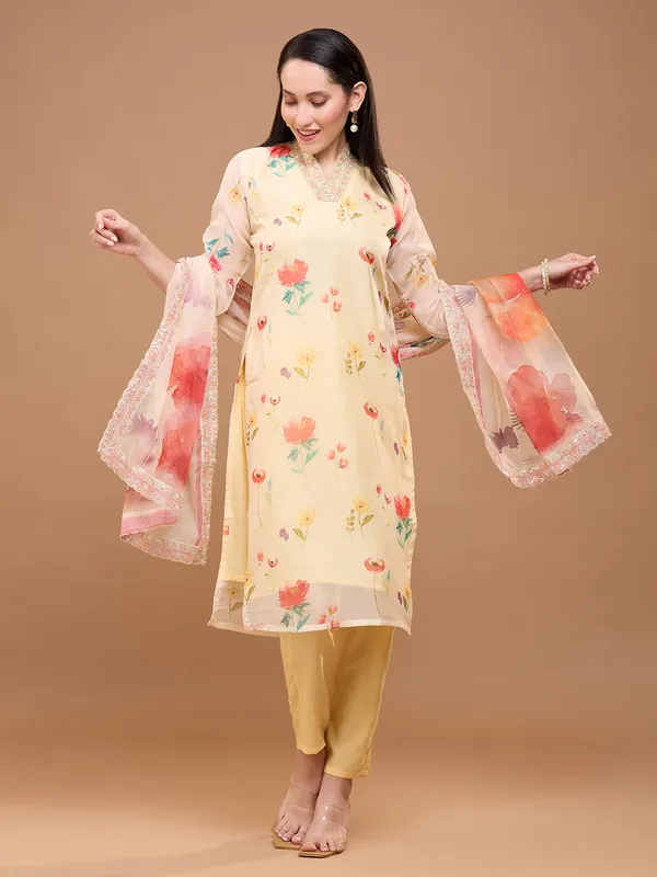 Soft_Yellow_Cotton_Floral_Printed_Straight_Kurta_With_Solid_Trousers_&_Dupatta_For_Women