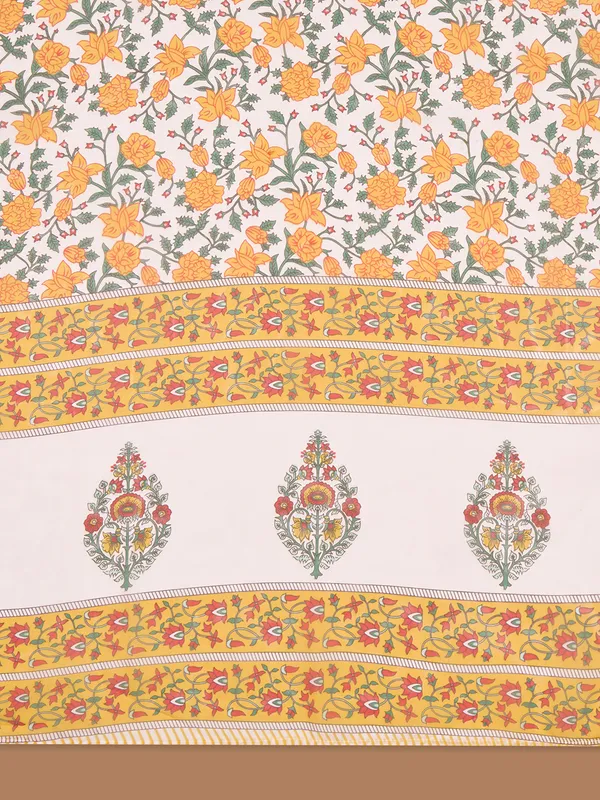 White_Cotton_Floral_Printed_Kurta_With_Printed_Trousers_&_Dupatta_Kurta_Set_For_Women