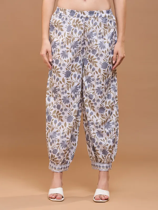 White_Cotton_Floral_Printed_Afghani_Kurta_With_Patiala_Pants_&_Dupatta_Kurta_Set_For_Women