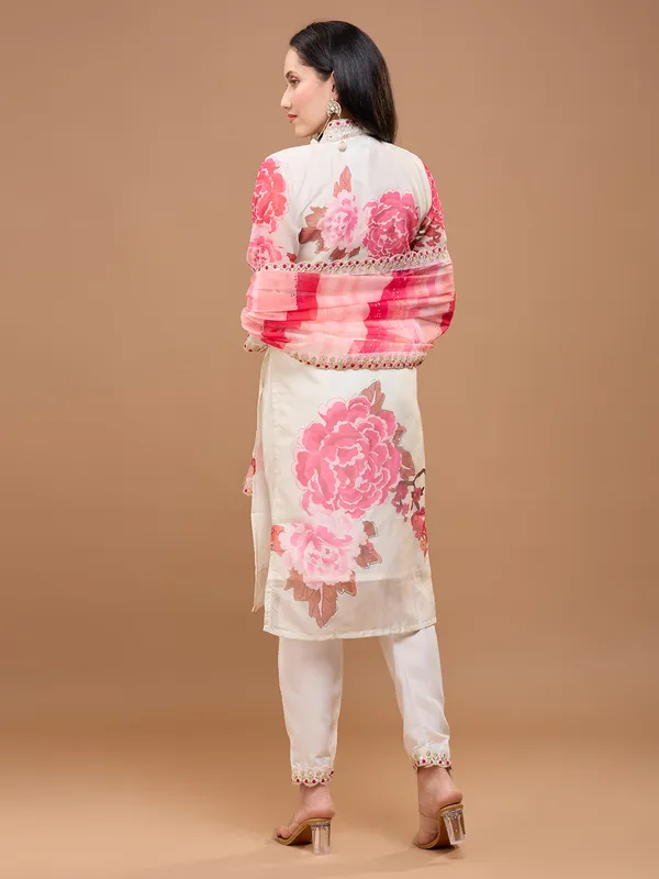 White_&_Pink_Cotton_Floral_A-Line_Kurta_Set_With_Dupatta_For_Women