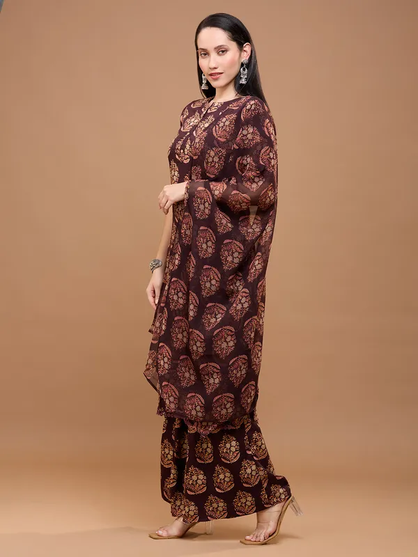 Maroon_Cotton_Ethnic_Printed_Kurta_With_Palazzos_&_Dupatta_For_Women