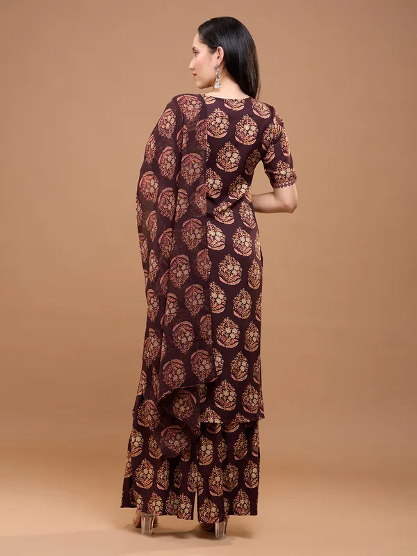 Maroon_Cotton_Ethnic_Printed_Kurta_With_Palazzos_&_Dupatta_For_Women