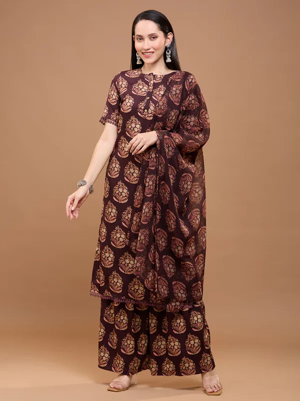 Maroon_Cotton_Ethnic_Printed_Kurta_With_Palazzos_&_Dupatta_For_Women