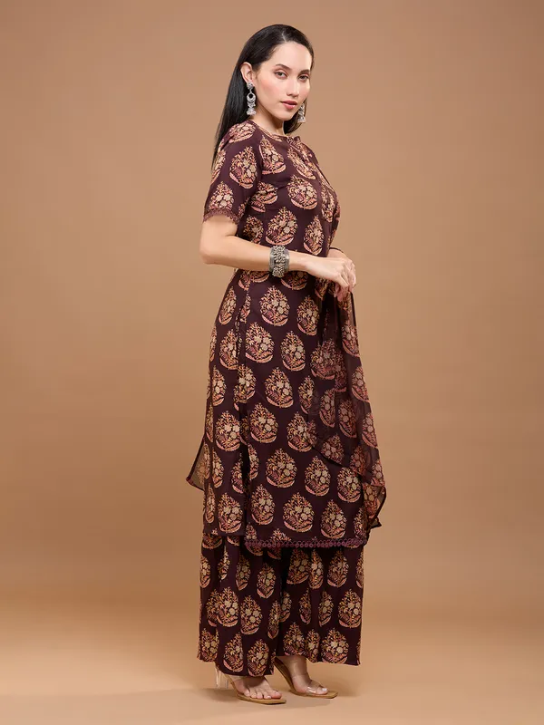 Maroon_Cotton_Ethnic_Printed_Kurta_With_Palazzos_&_Dupatta_For_Women