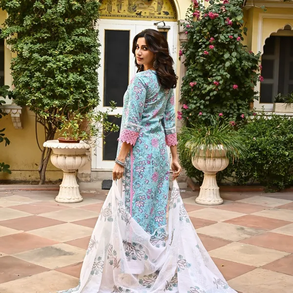 Light_Blue_Cotton_Floral_Printed_Straight_Kurta_With_Trousers_&_Dupatta_For_Women