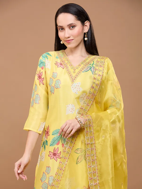 Vibrant_Yellow_Cotton_Floral_Printed_Kurta_Set_With_Embroidered_Dupatta_For_Women