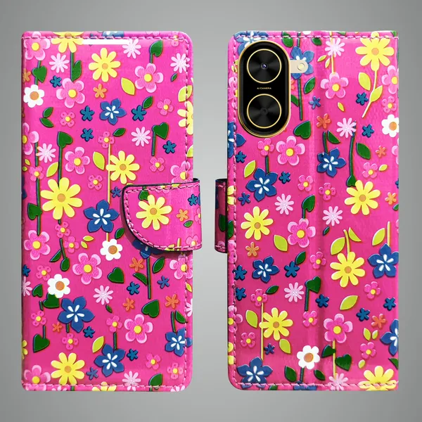 Pink_Artificial_Leather_See_Through_Design_Magnetic_Case_For_Poco_C71
