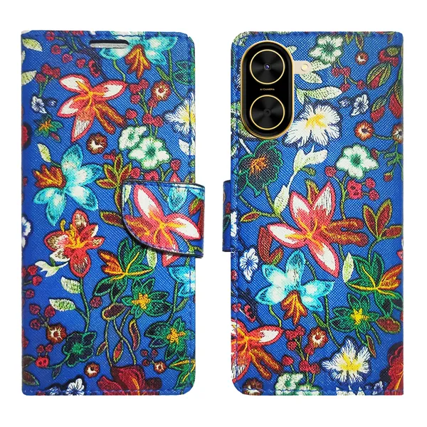 Blue_Artificial_Leather_See_Through_Design_Magnetic_Case_For_Poco_C71