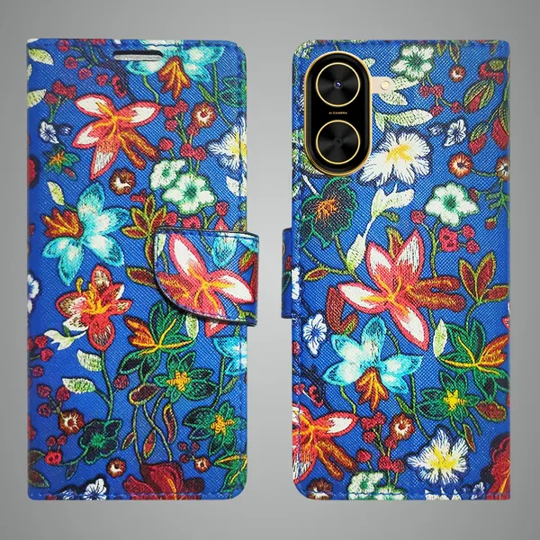 Blue_Artificial_Leather_See_Through_Design_Magnetic_Case_For_Poco_C71