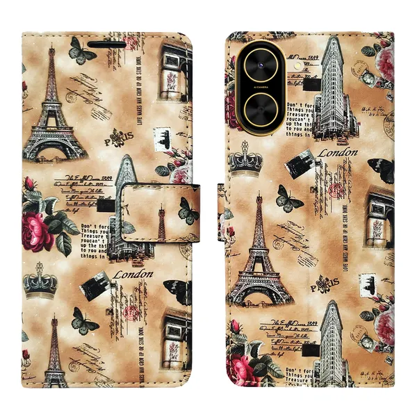 Brown_Artificial_Leather_See_Through_Design_Magnetic_Case_For_Poco_C71