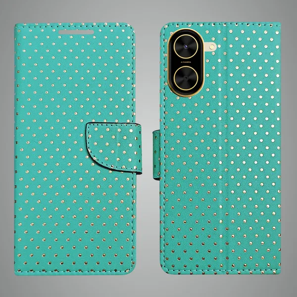 Green_Artificial_Leather_See_Through_Design_Magnetic_Case_For_Poco_C71