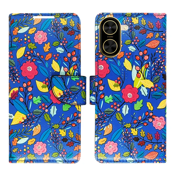 Blue_Artificial_Leather_See_Through_Design_Magnetic_Case_For_Poco_C71