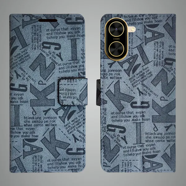 Grey_Artificial_Leather_See_Through_Design_Magnetic_Case_For_Poco_C71