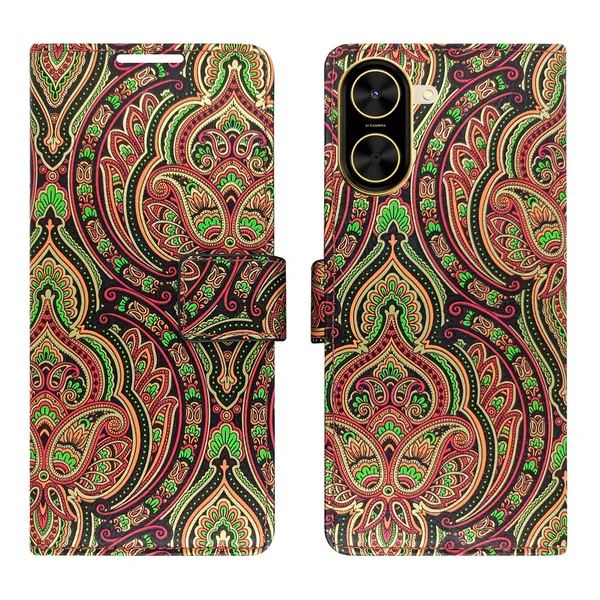 Green_Artificial_Leather_See_Through_Design_Magnetic_Case_For_Poco_C71