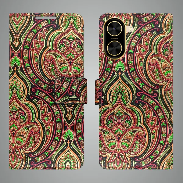 Green_Artificial_Leather_See_Through_Design_Magnetic_Case_For_Poco_C71