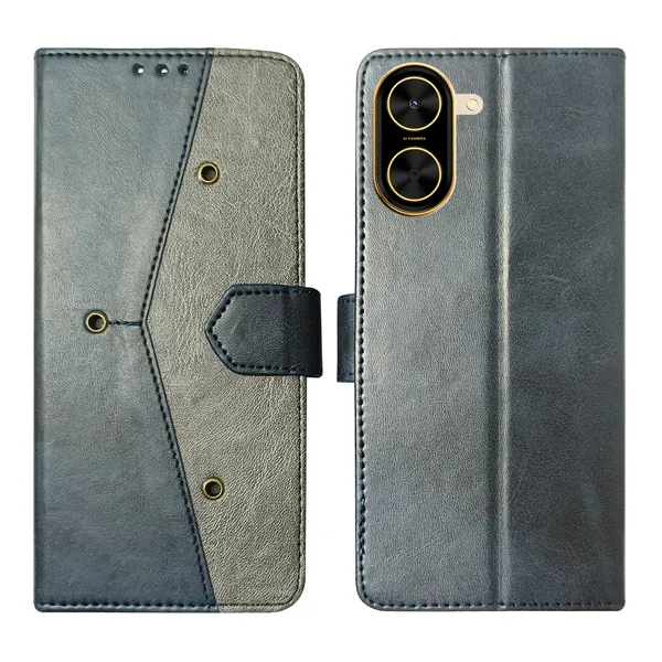 Blue_Artificial_Leather_See_Through_Design_Magnetic_Case_For_Poco_C71