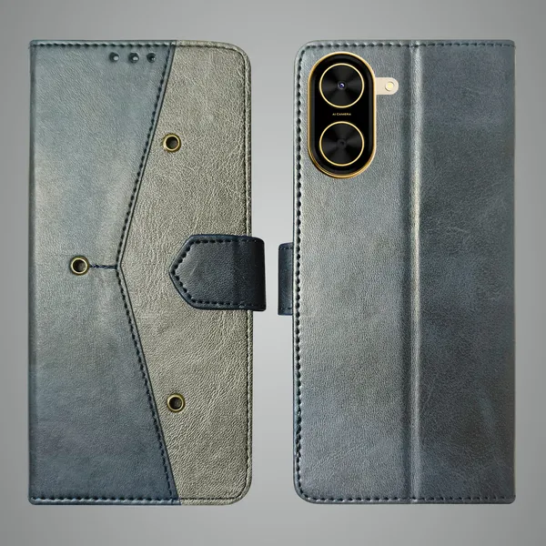 Blue_Artificial_Leather_See_Through_Design_Magnetic_Case_For_Poco_C71
