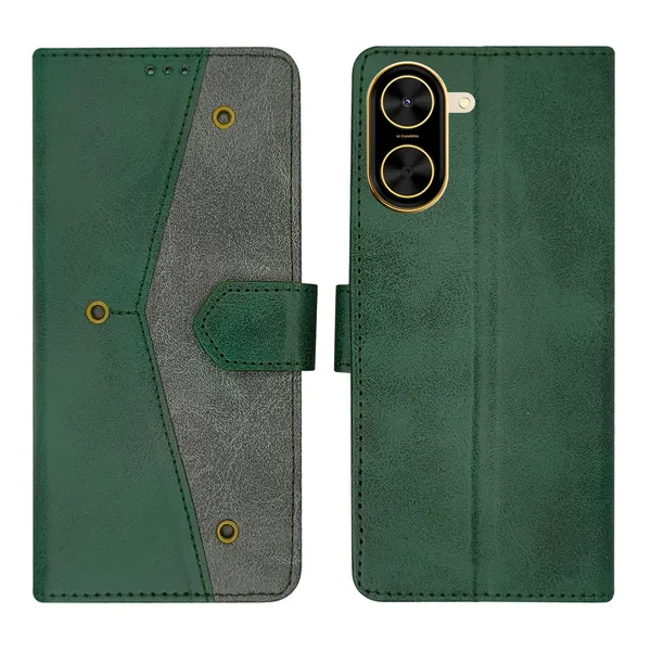 Green_Artificial_Leather_See_Through_Design_Magnetic_Case_For_Poco_C71