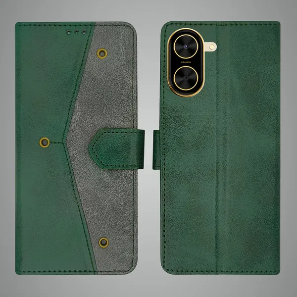 Green_Artificial_Leather_See_Through_Design_Magnetic_Case_For_Poco_C71
