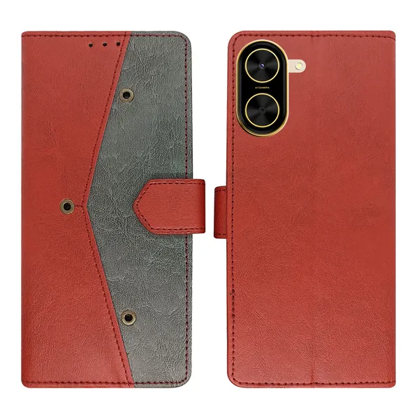 Red_Artificial_Leather_See_Through_Design_Magnetic_Case_For_Poco_C71