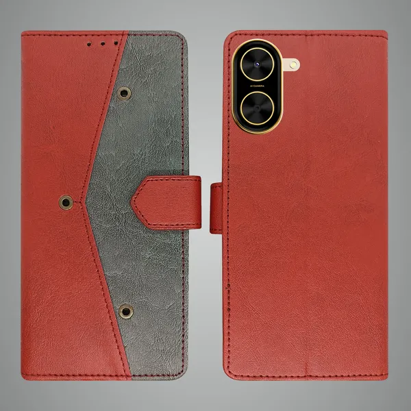 Red_Artificial_Leather_See_Through_Design_Magnetic_Case_For_Poco_C71
