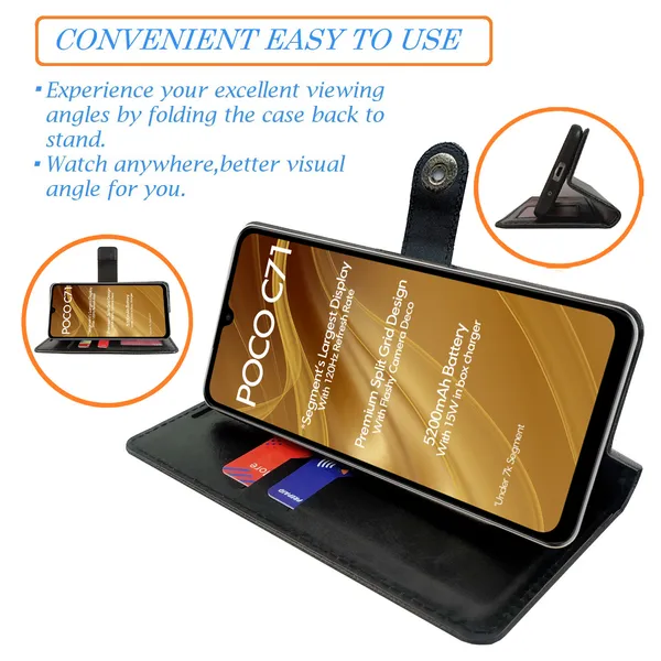 Black_Artificial_Leather_See_Through_Design_Magnetic_Case_For_Poco_C71