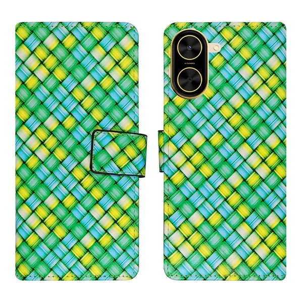 Green_Artificial_Leather_See_Through_Design_Magnetic_Case_For_Poco_C71