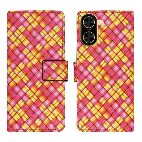 Pink_Artificial_Leather_See_Through_Design_Magnetic_Case_For_Poco_C71