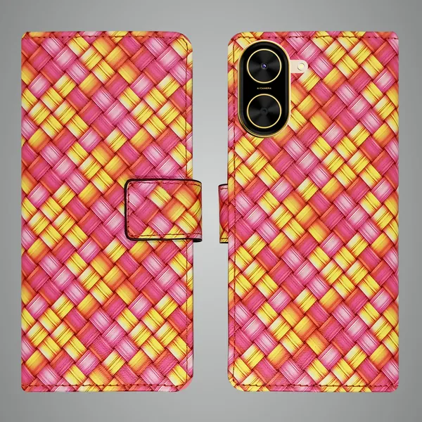 Pink_Artificial_Leather_See_Through_Design_Magnetic_Case_For_Poco_C71