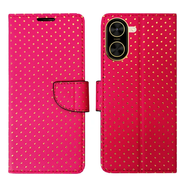 Pink_Artificial_Leather_See_Through_Design_Magnetic_Case_For_Poco_C71