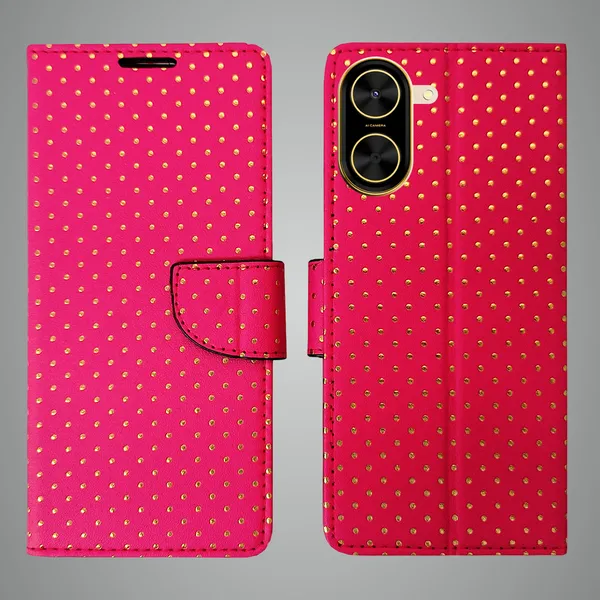 Pink_Artificial_Leather_See_Through_Design_Magnetic_Case_For_Poco_C71
