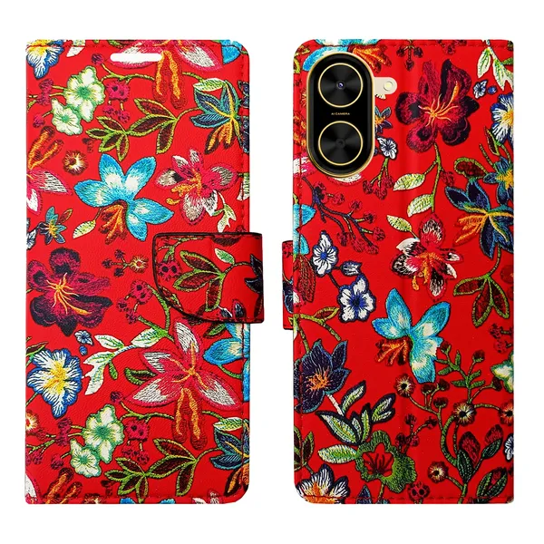 Red_Artificial_Leather_See_Through_Design_Magnetic_Case_For_Poco_C71