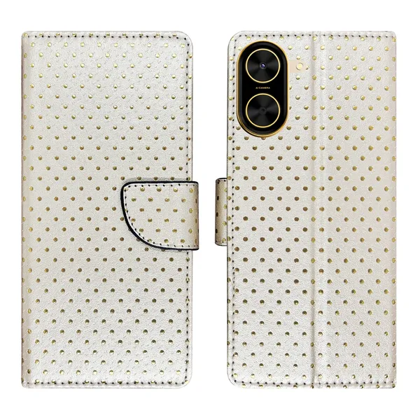 White_Artificial_Leather_See_Through_Design_Magnetic_Case_For_Poco_C71