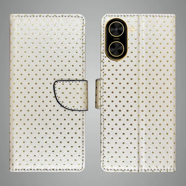 White_Artificial_Leather_See_Through_Design_Magnetic_Case_For_Poco_C71