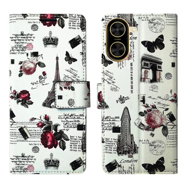 White_Artificial_Leather_See_Through_Design_Magnetic_Case_For_Poco_C71