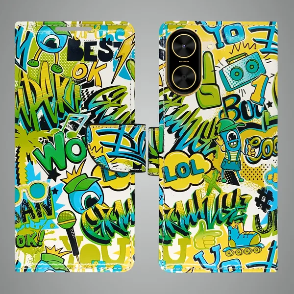 Green_Artificial_Leather_See_Through_Design_Magnetic_Case_For_Poco_C71
