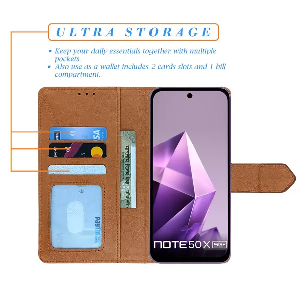 Brown_Artificial_Leather_See_Through_Design_Magnetic_Case_For_Infinix_Note_50x
