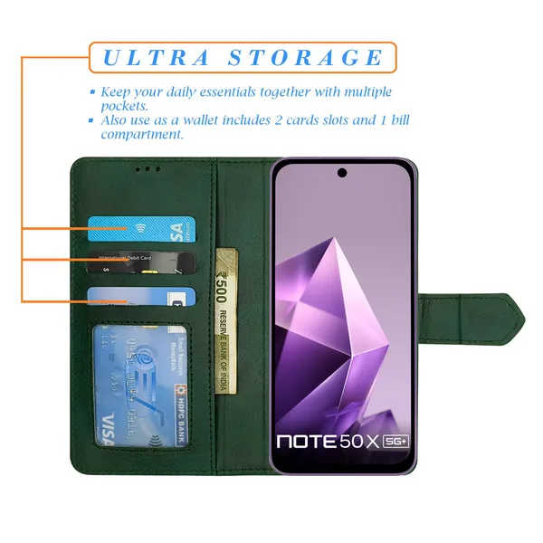 Green_Artificial_Leather_See_Through_Design_Magnetic_Case_For_Infinix_Note_50x