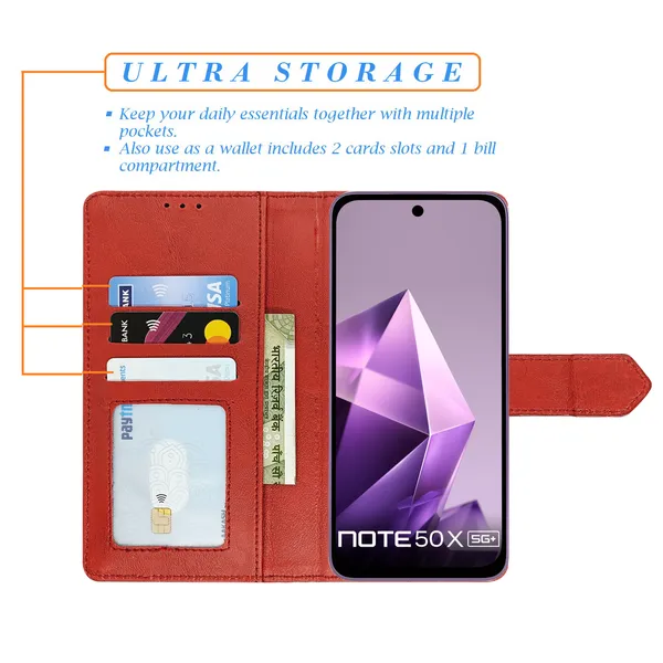 Red_Artificial_Leather_See_Through_Design_Magnetic_Case_For_Infinix_Note_50x