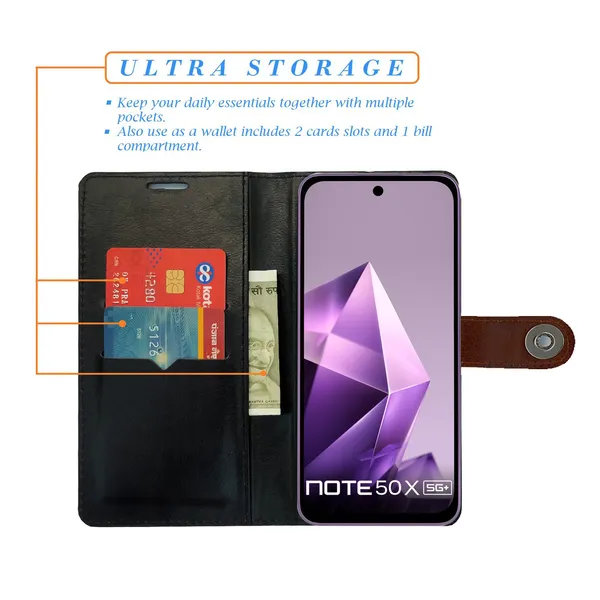 Brown_Artificial_Leather_See_Through_Design_Magnetic_Case_For_Infinix_Note_50x