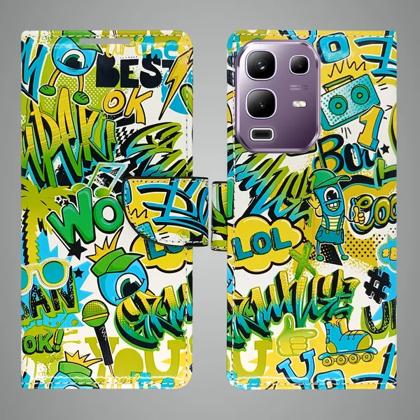 Green_Artificial_Leather_See_Through_Design_Magnetic_Case_For_Infinix_Note_50x