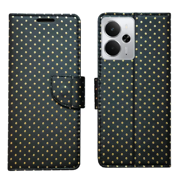 Black_Artificial_Leather_See_Through_Design_Magnetic_Case_For_Realme_14_5G